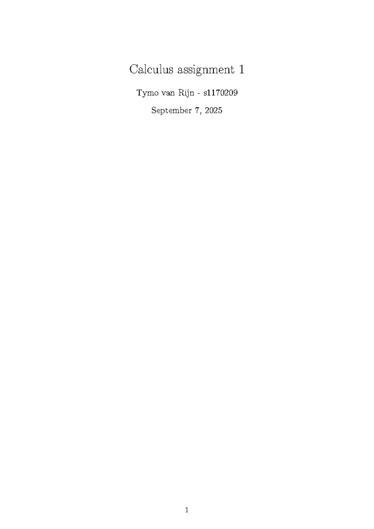 Calculus 1 Assignment 1: Domains and Ranges of Functions - Studeersnel