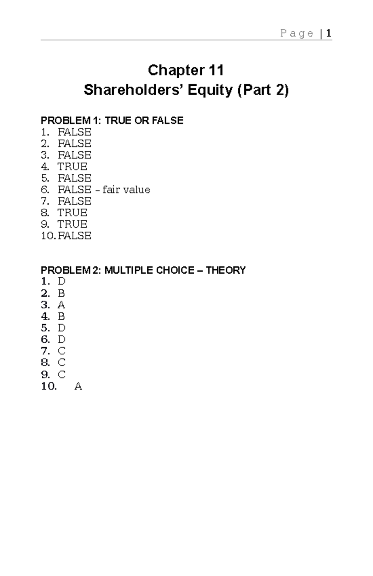 Sol Man Chapter 11 Shareholders Equity Part 2 Notes 2021 Studocu
