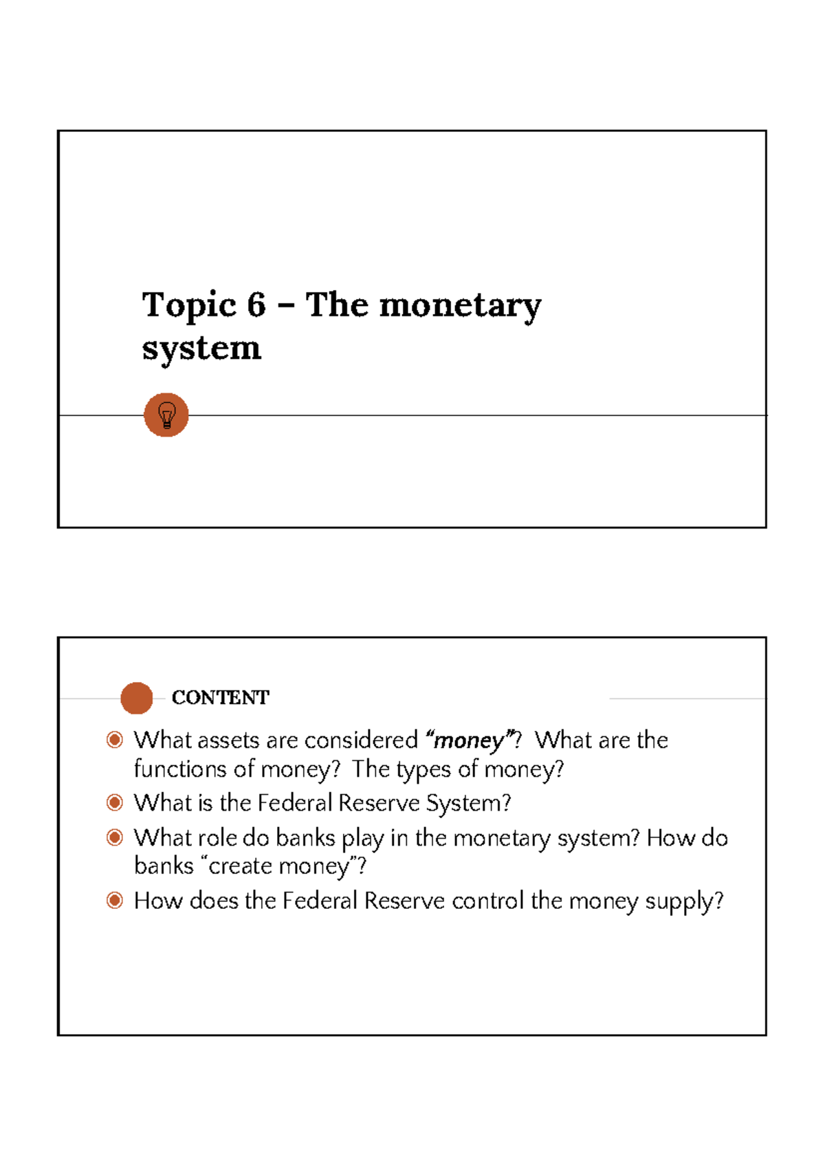 Answers - Topic 6: The Monetary System Overview and Key Concepts - Studocu