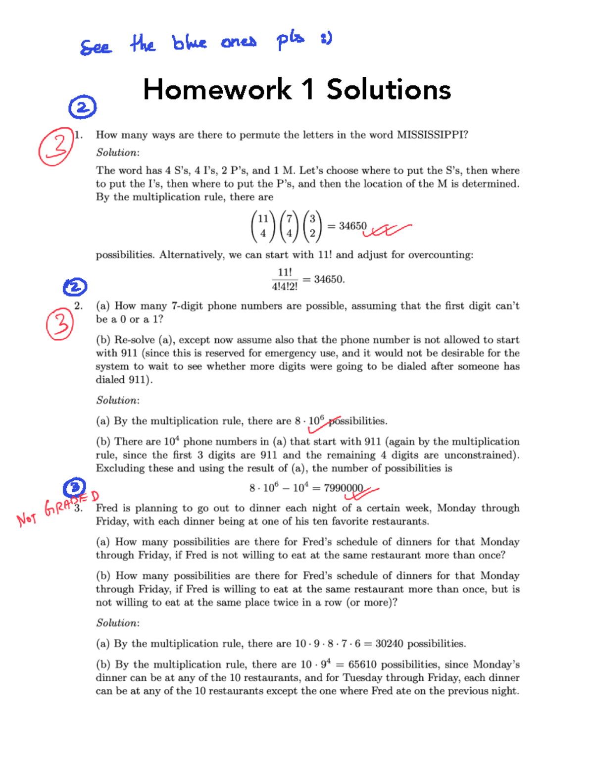 HW1-Sols: Homework 1 Solutions on Permutations and Probabilities - Studocu