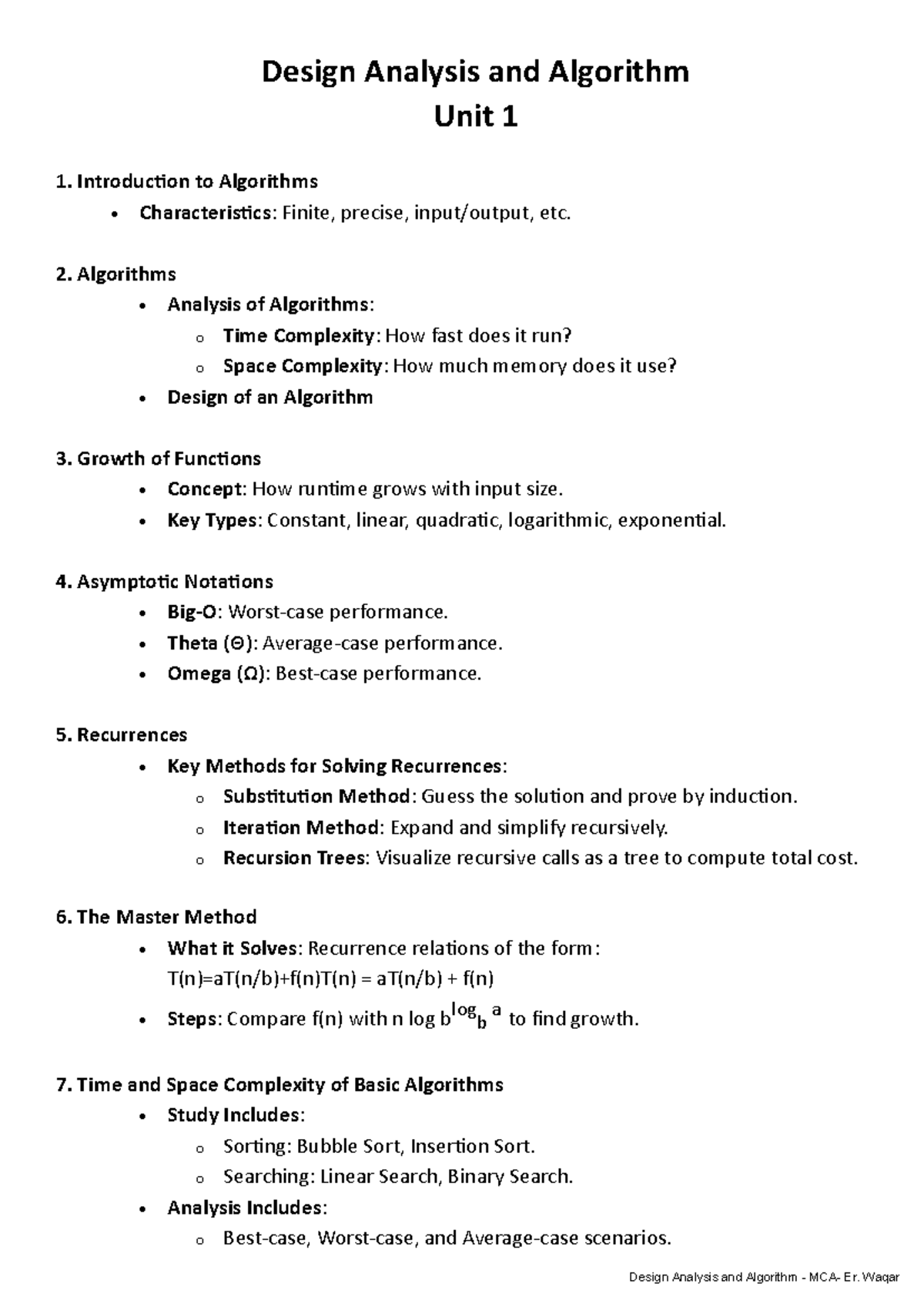 Design Analysis and Algorithm - Waqar - Design Analysis and Algorithm ...