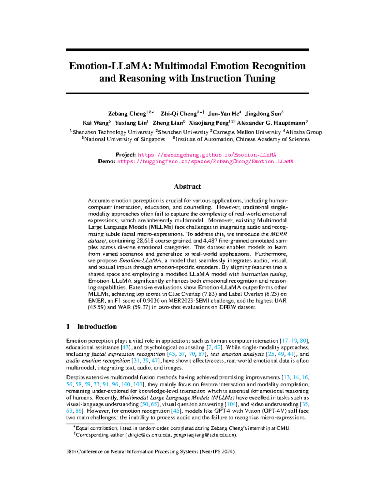 NeurIPS 2024: Multimodal Emotion Recognition & Reasoning with ...