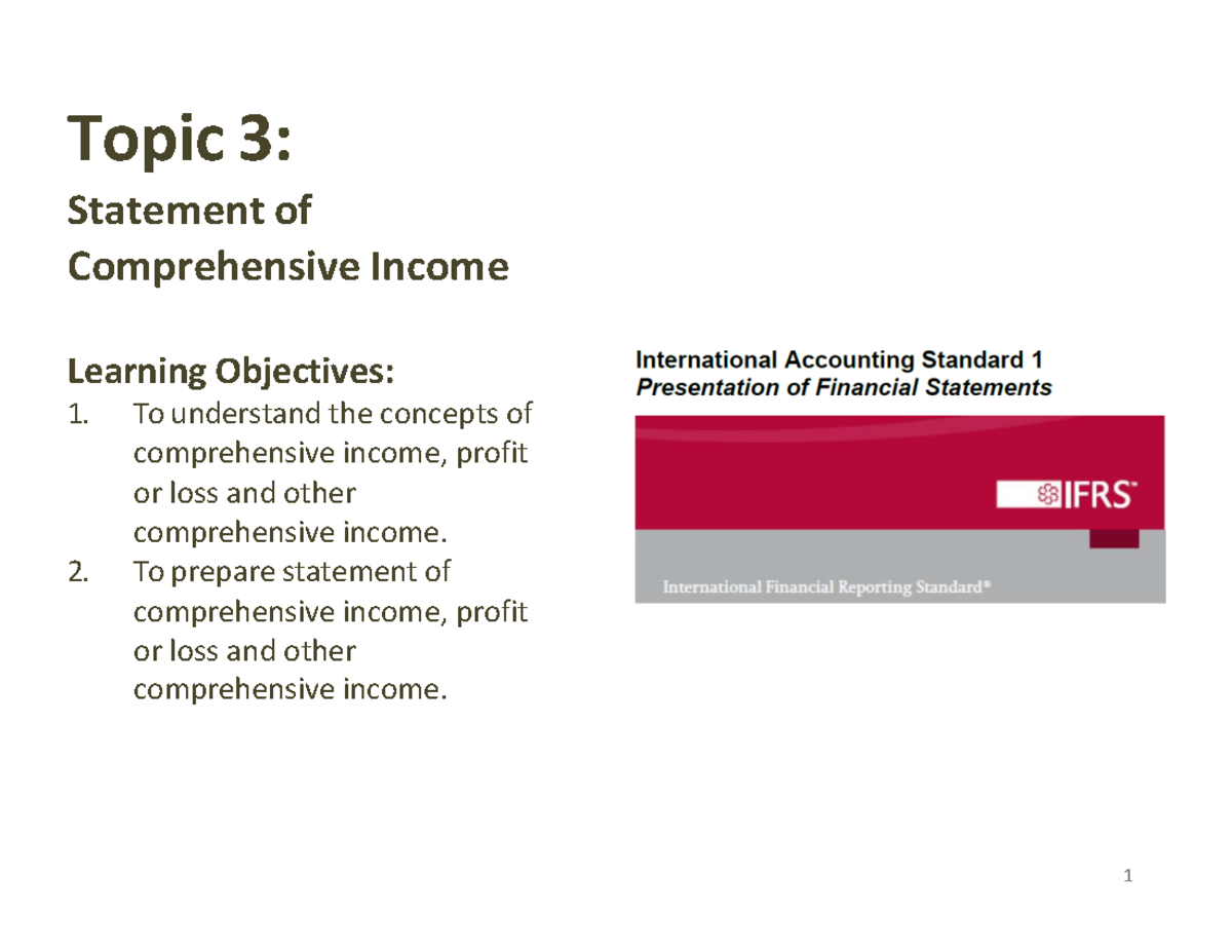 Topic 3: Statement of Comprehensive Income Overview and Key Concepts ...