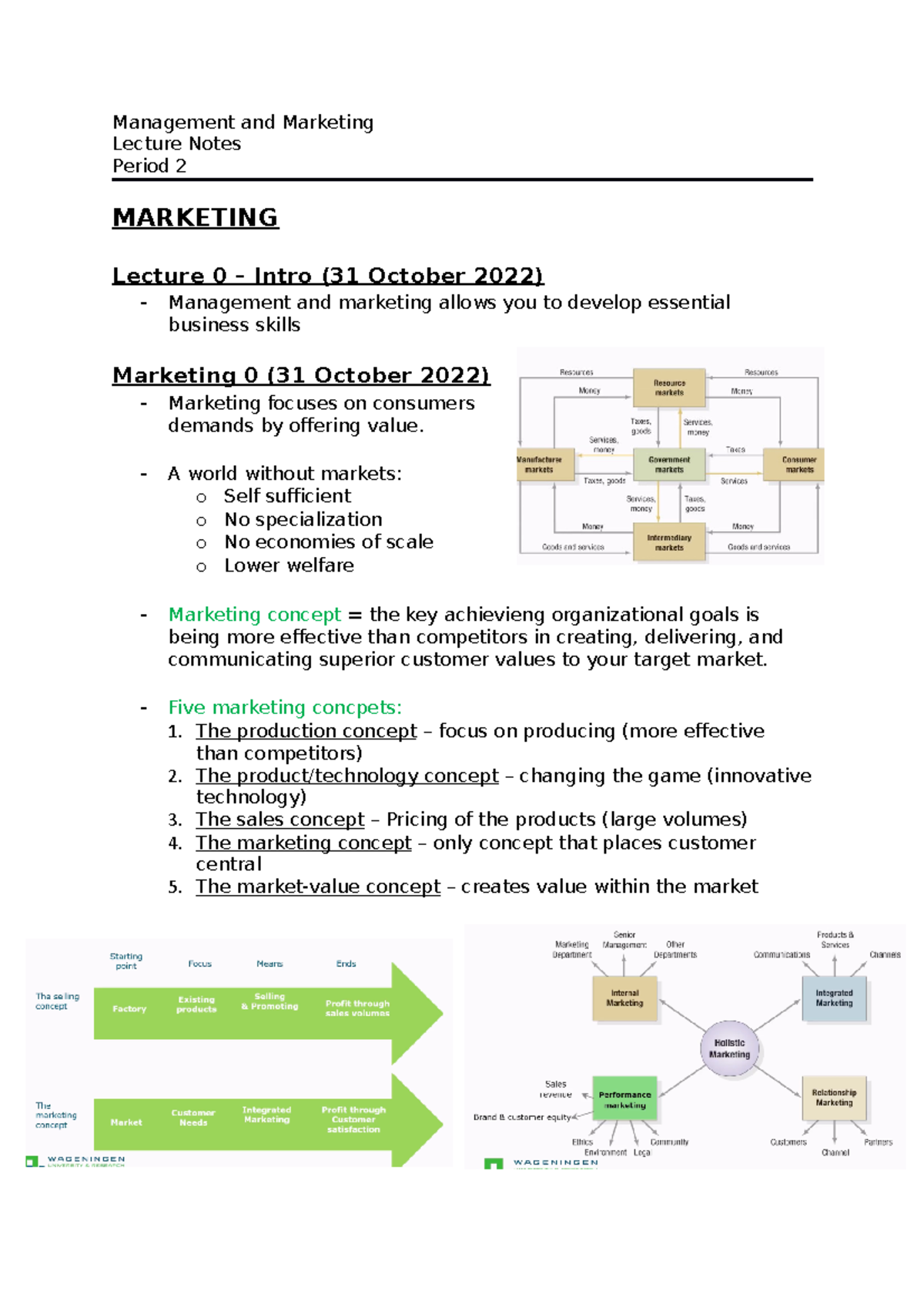 Management and Marketing Lecture Notes P2: Key Concepts Overview ...