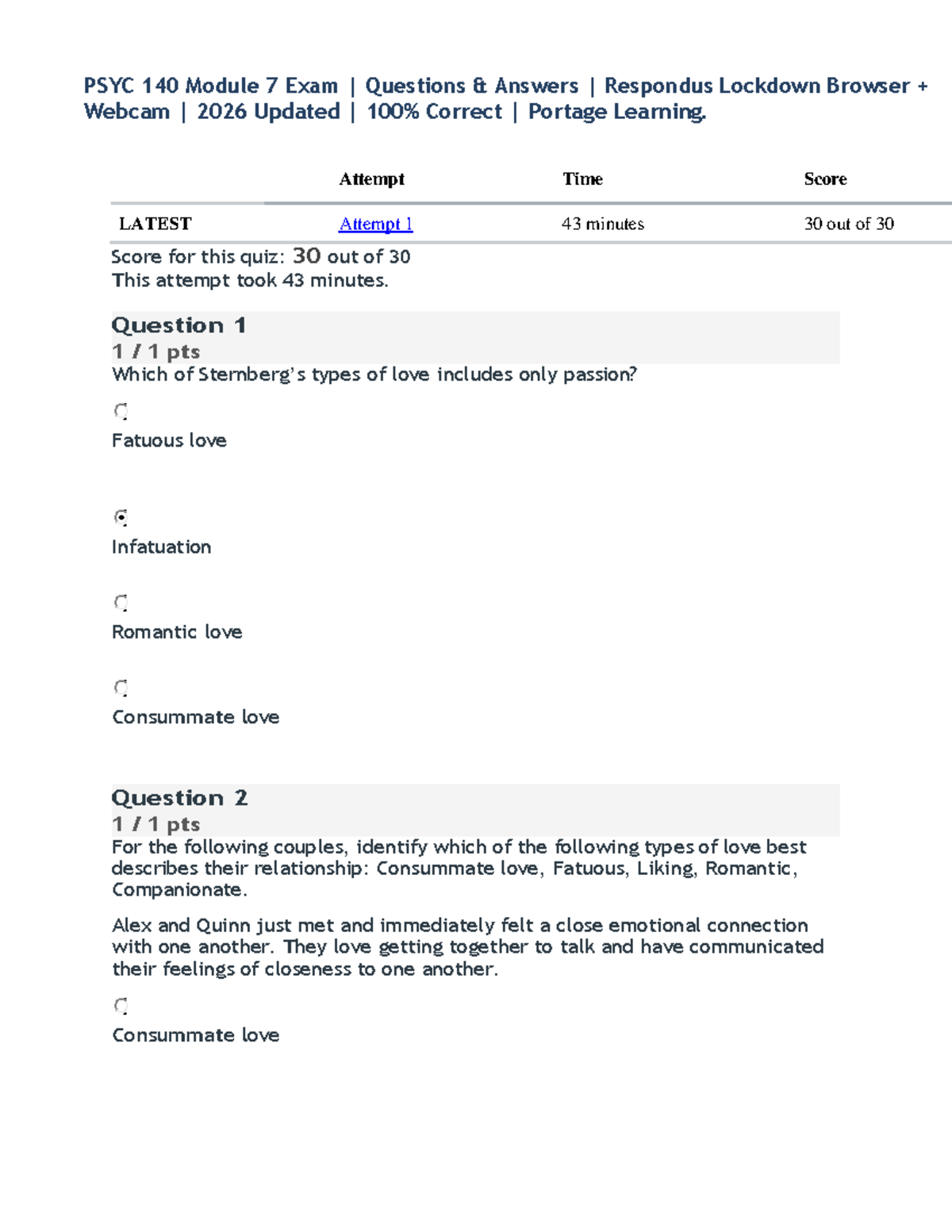 PSYC 140 Module 7 Exam Questions & Answers (2026 Update) - Studocu