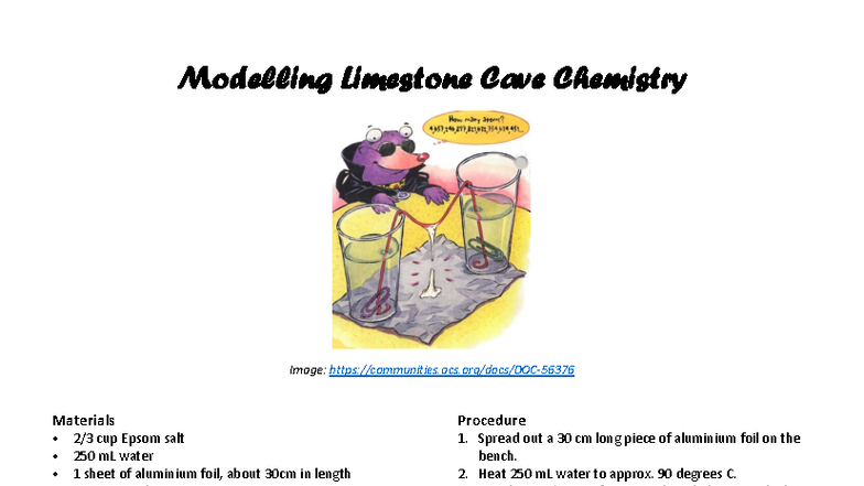 Modelling Limestone Cave Chemistry: Epsom Salt Experiment - Studocu