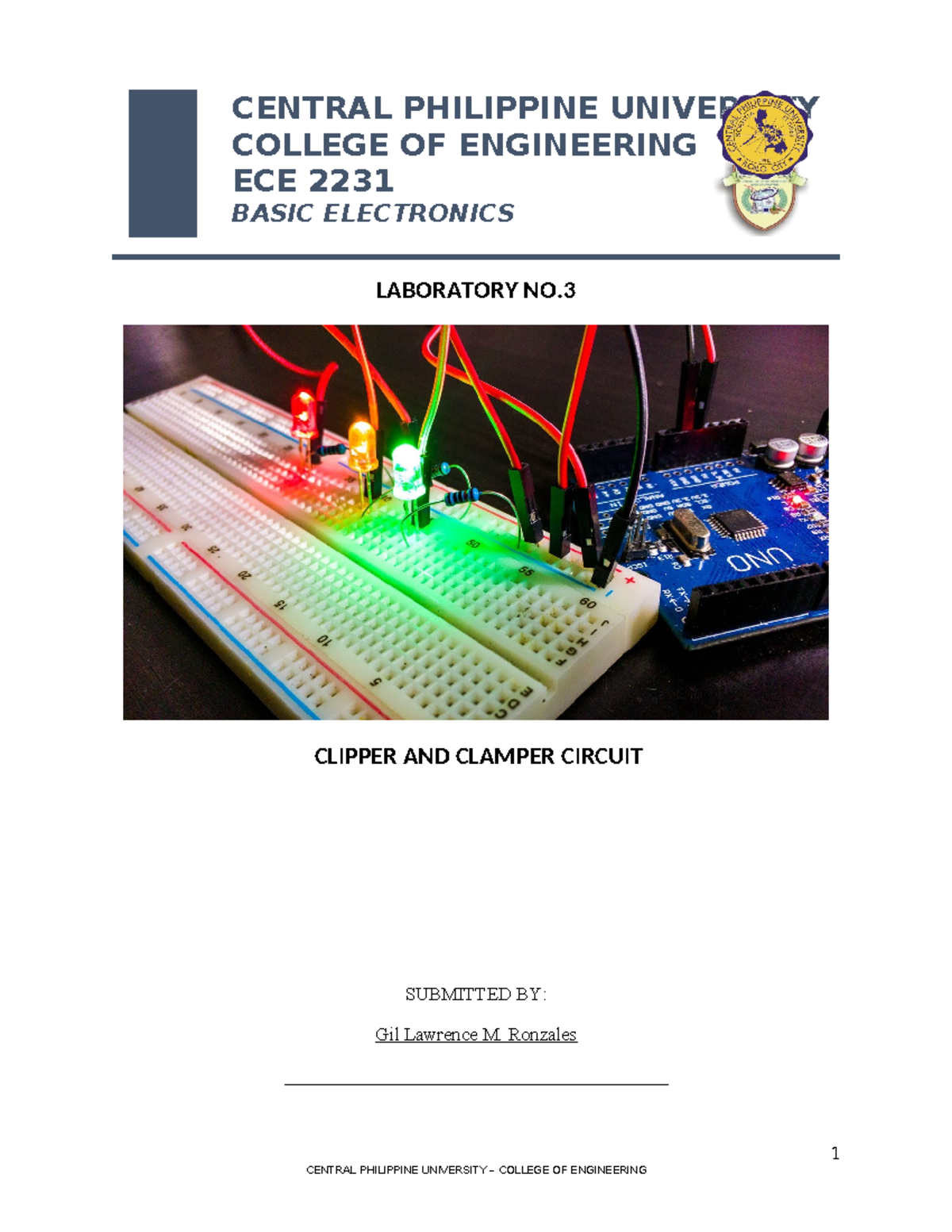 ECE 2231 LAB 3 Format - computations - LABORATORY NO. CLIPPER AND ...