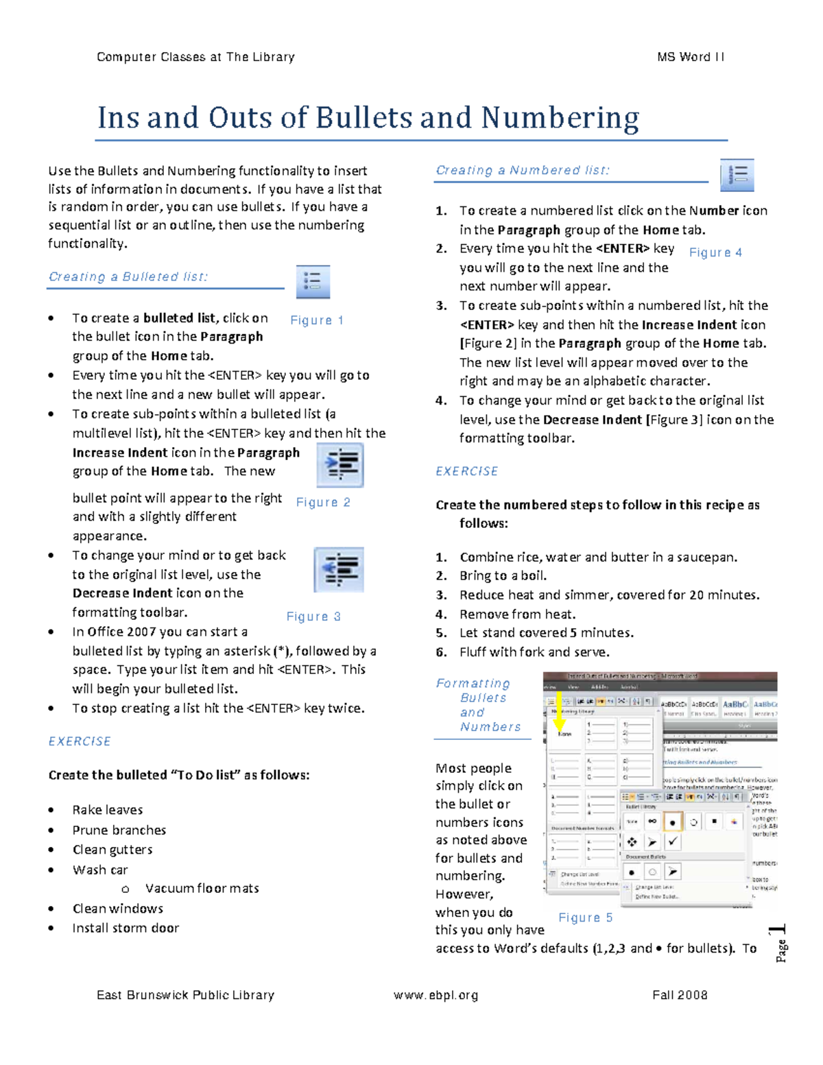 MS Word II: Mastering Bullets and Numbering Techniques - Studocu