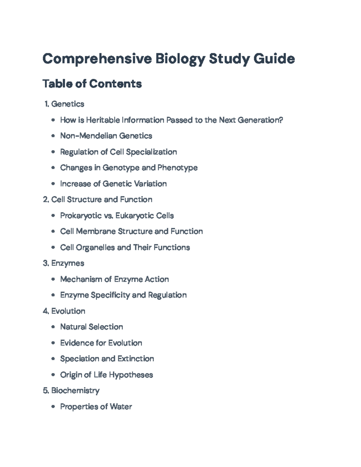Comprehensive Biology Study Guide for Final Exam Preparation ...