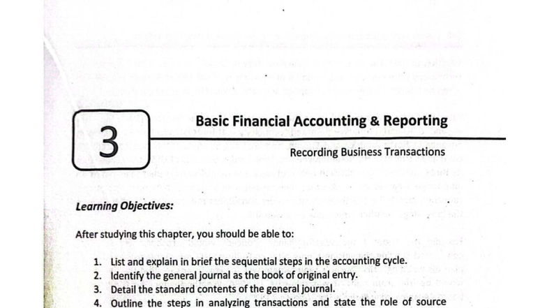 Basic Financial Accounting Reporting 3 J: Recording Business ...