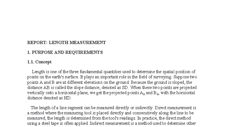 Length Measurement Report: Techniques & Equipment for Surveying - Studocu