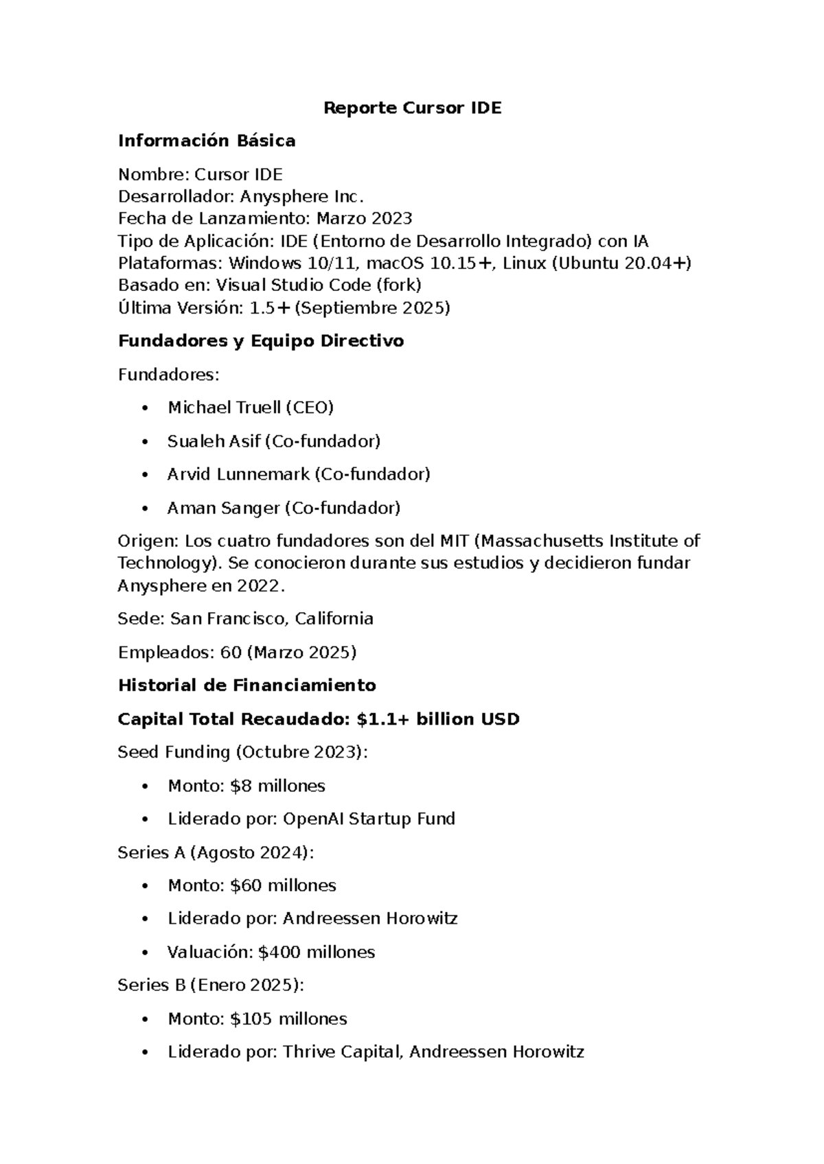 Reporte Completo sobre Cursor IDE - Información y Análisis - Studocu