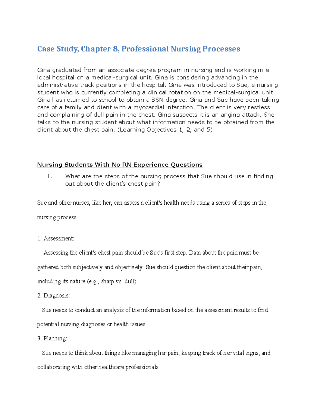 Case Study: Nursing Process in Myocardial Infarction Care (Hood10e ...