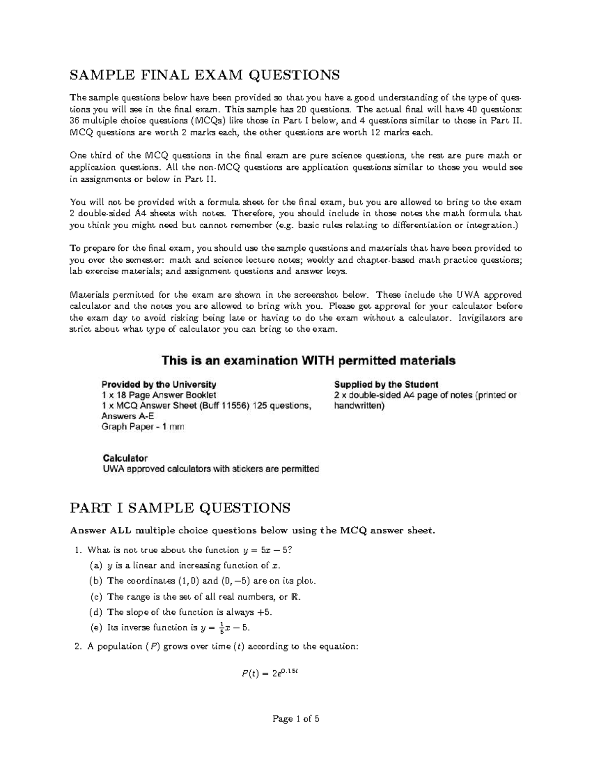 Final Exam Sample Questions for Course Code: G112 - Studocu
