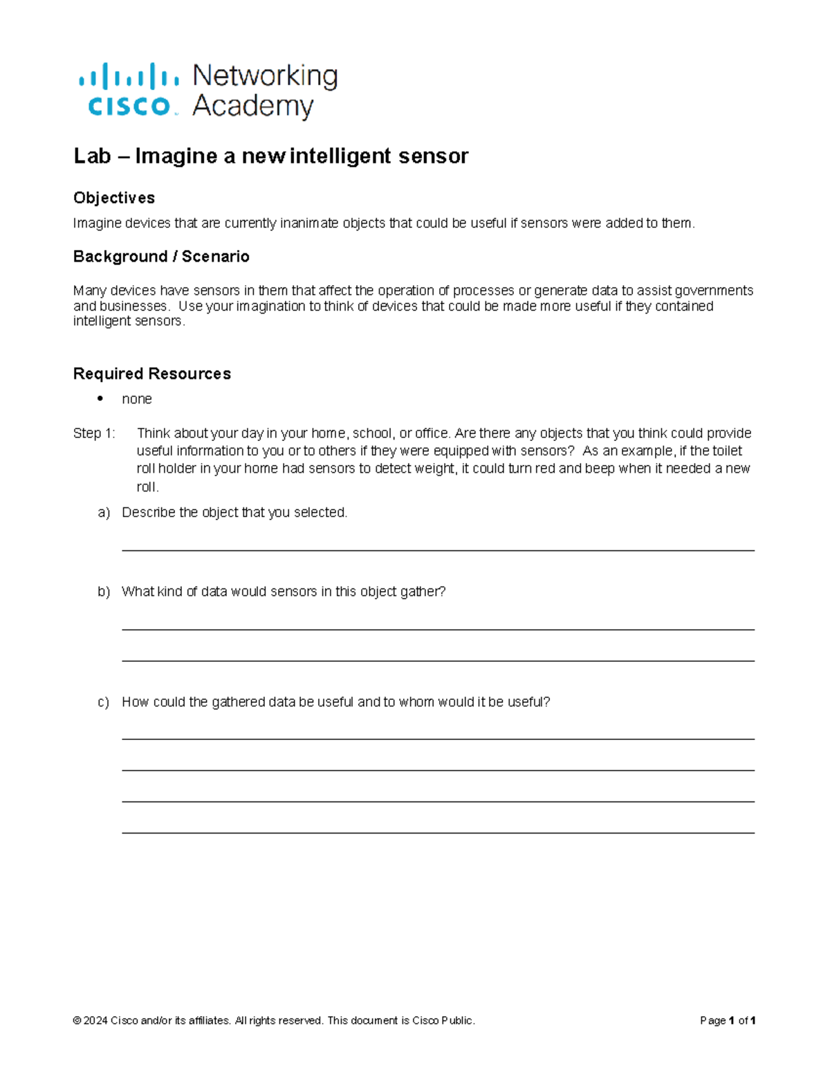 1.2.1.2 Lab - Imagine a New Intelligent Sensor - Lab – Imagine a new ...