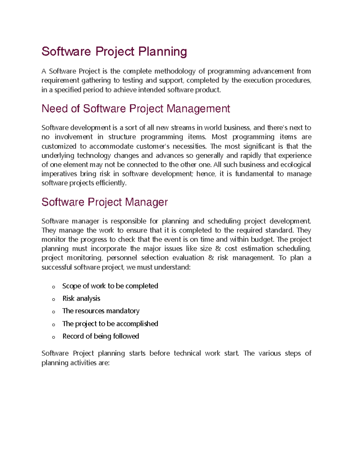 Software Project Planning.pdf - Software Project Planning A Software ...