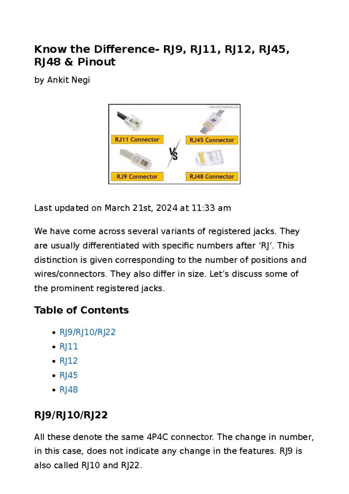 Know the Difference: RJ9, RJ11, RJ12, RJ45, RJ48 Pinout Guide - Studocu