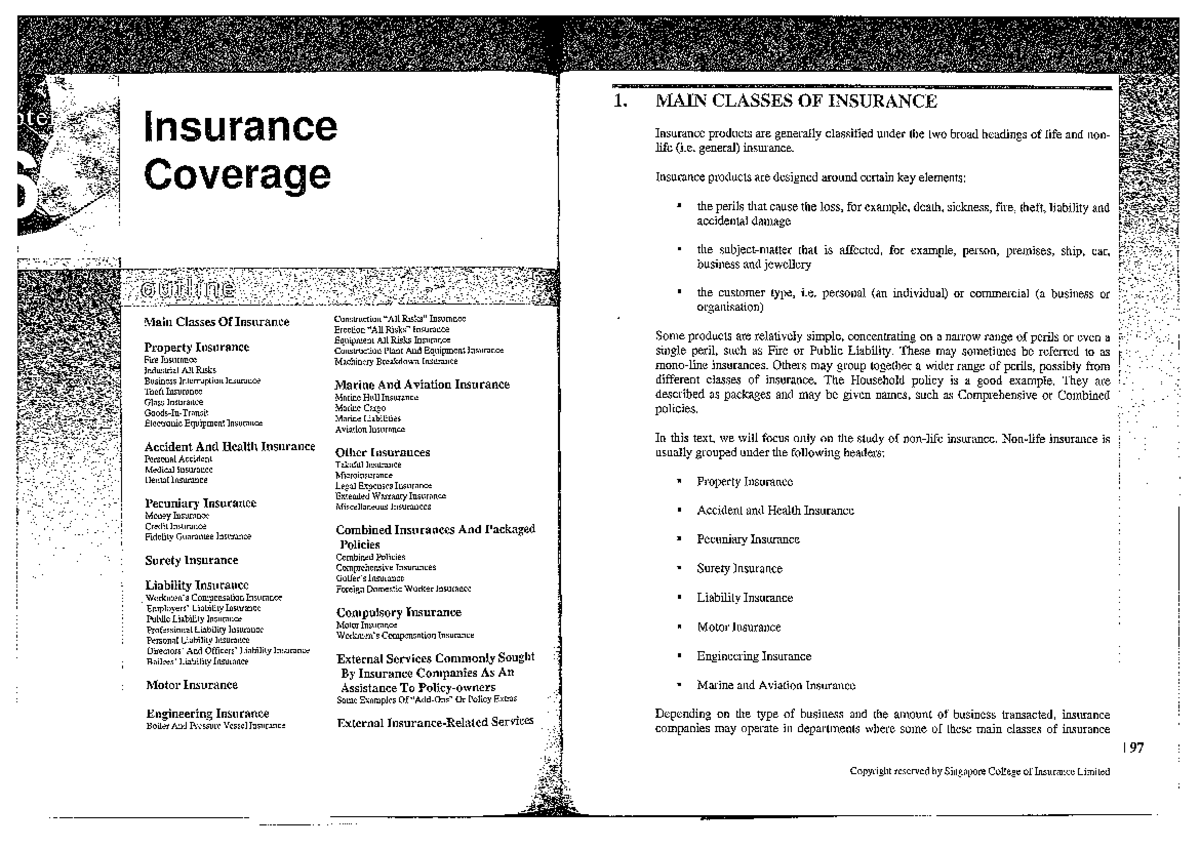 Lecture notes, lecture 8-9 - Types of Insurance - FIN3119 - Studocu