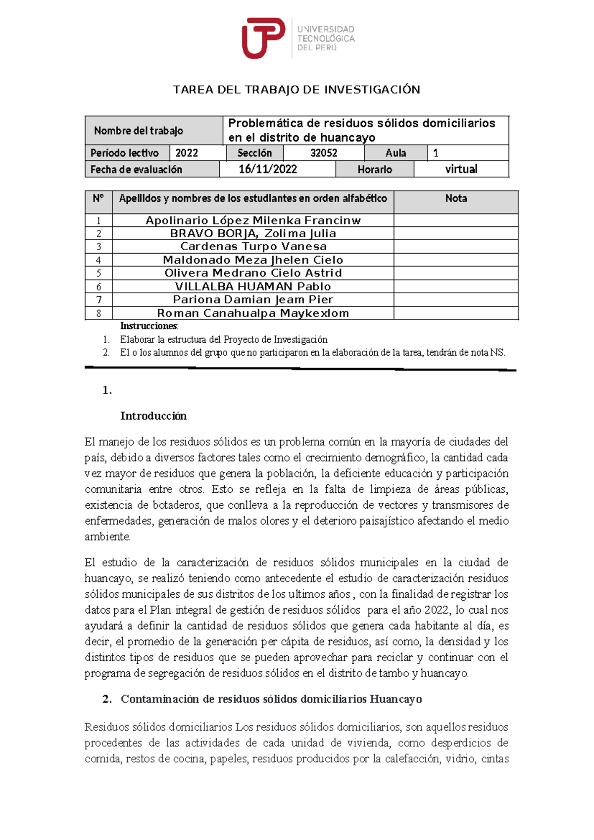 TAREA 13: Problemas y Gestión de Residuos Sólidos en Huancayo - Studocu