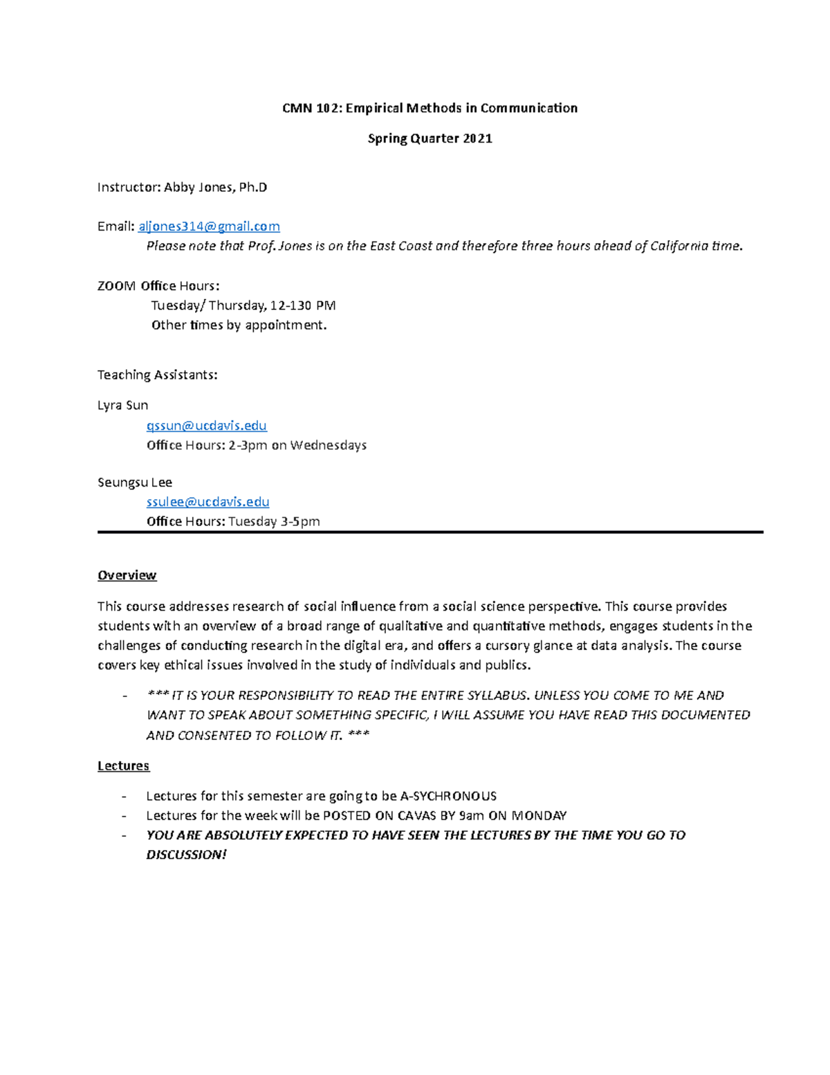 CMN 102 - Spring 2021 Syllabus: Empirical Methods in Communication ...