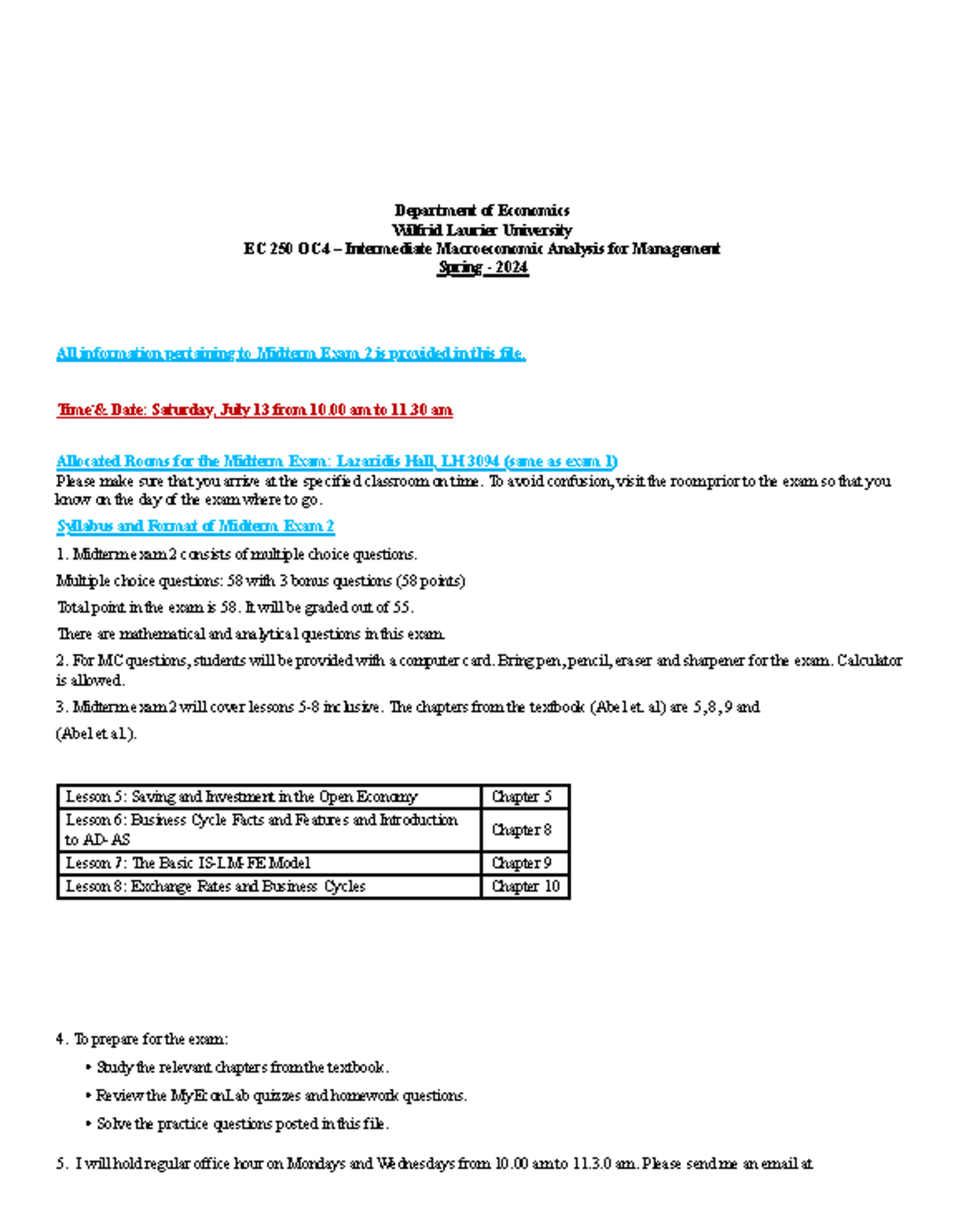 Midterm Exam 2 Guide for EC 250 - Intermediate Macroeconomics - Studocu