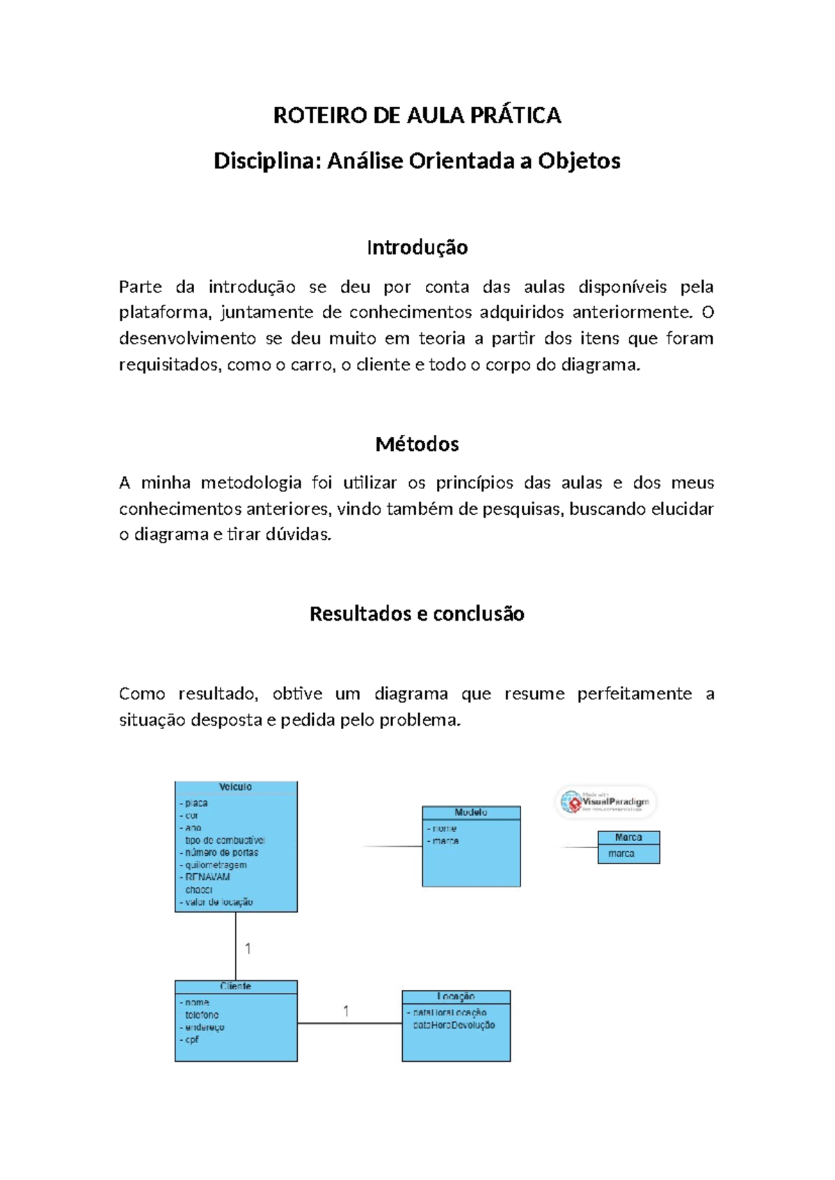 Roteiro DE AULA Prática - Análise Orientada A Objetos - ROTEIRO DE AULA ...