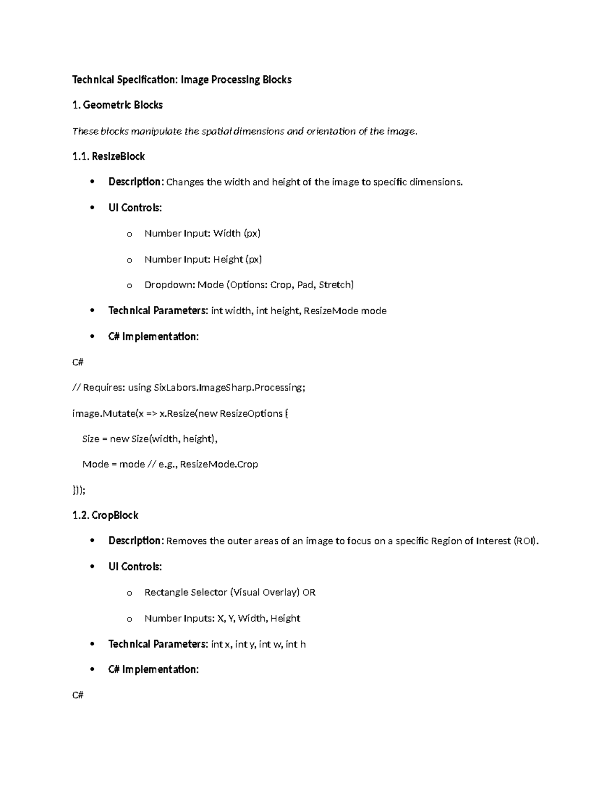 Technical Specification: Image Processing Blocks Overview - Studocu