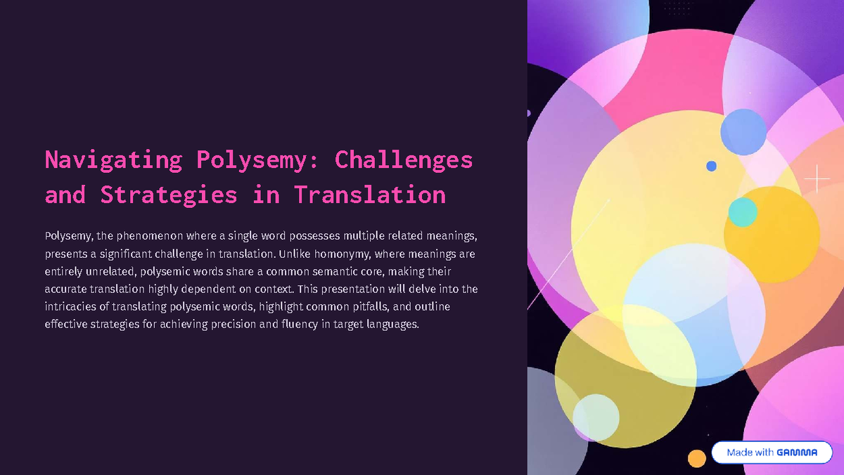 Navigating Polysemy: Strategies for Effective Translation Techniques ...