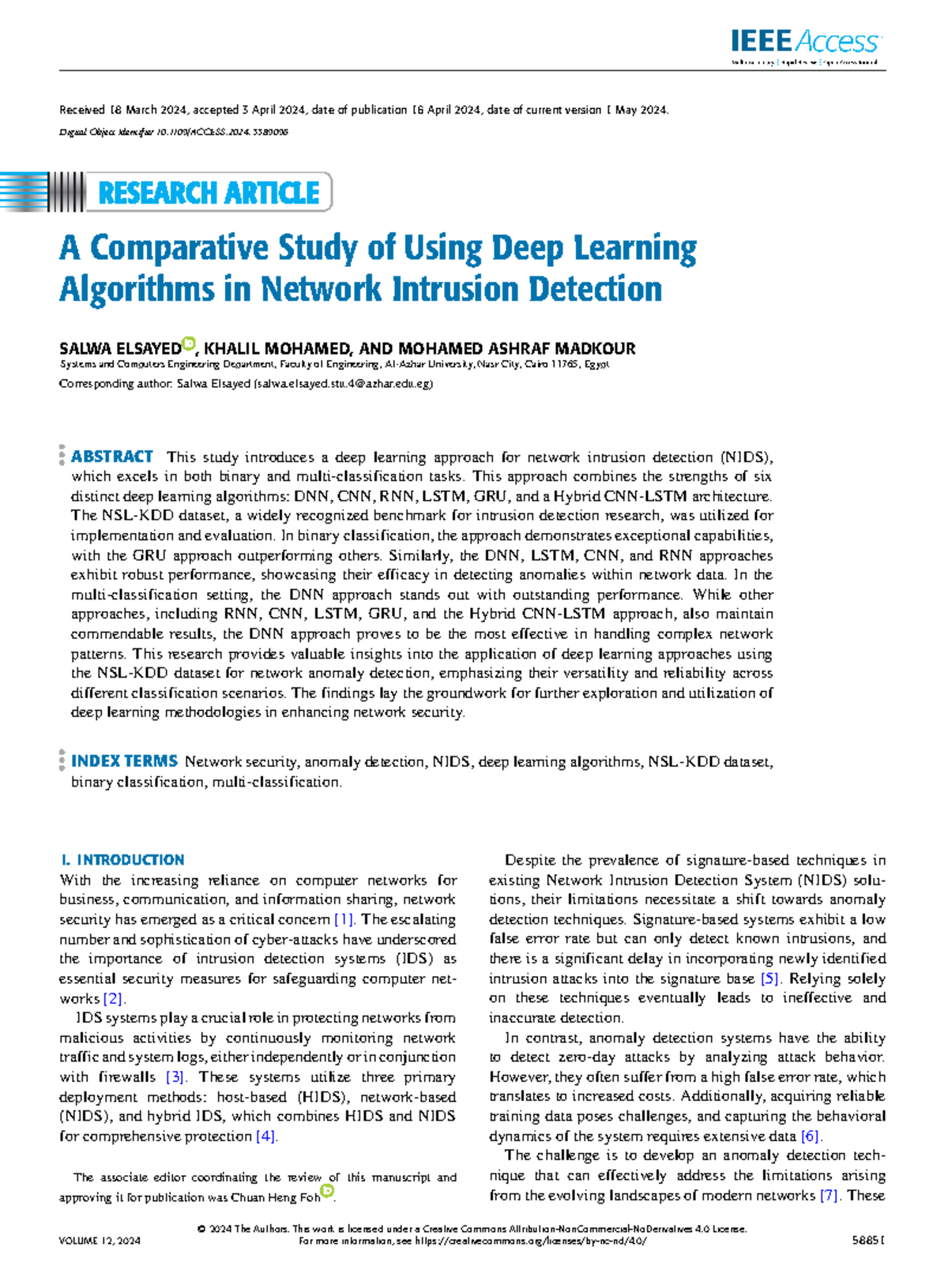 A Comparative Analysis of Deep Learning Algorithms for NIDS - Studocu