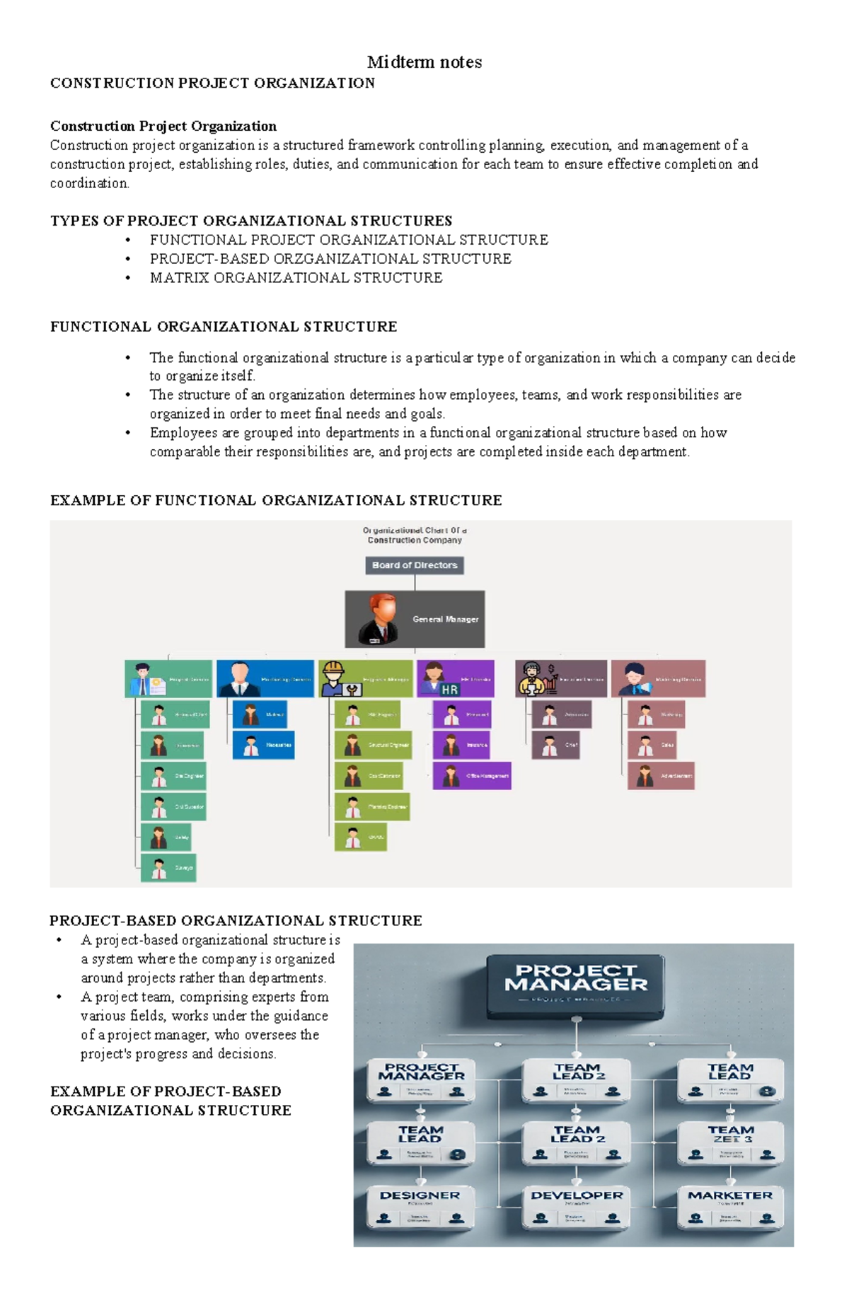 Midterm Notes RPH: Construction Project Organization & Structures - Studocu