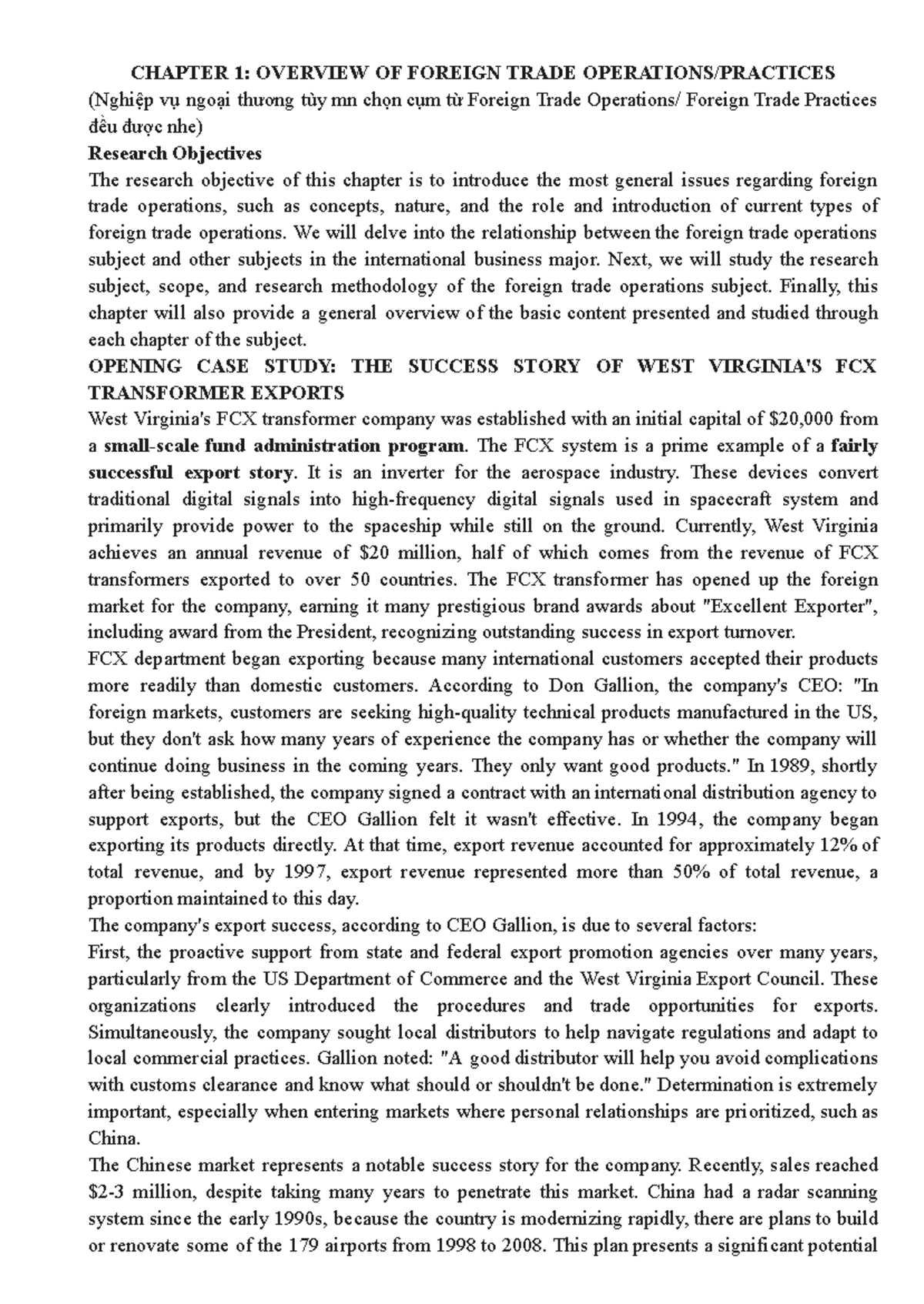 CHAPTER 1: OVERVIEW OF FOREIGN TRADE OPERATIONS (Nghiệp vụ ngoại thương ...