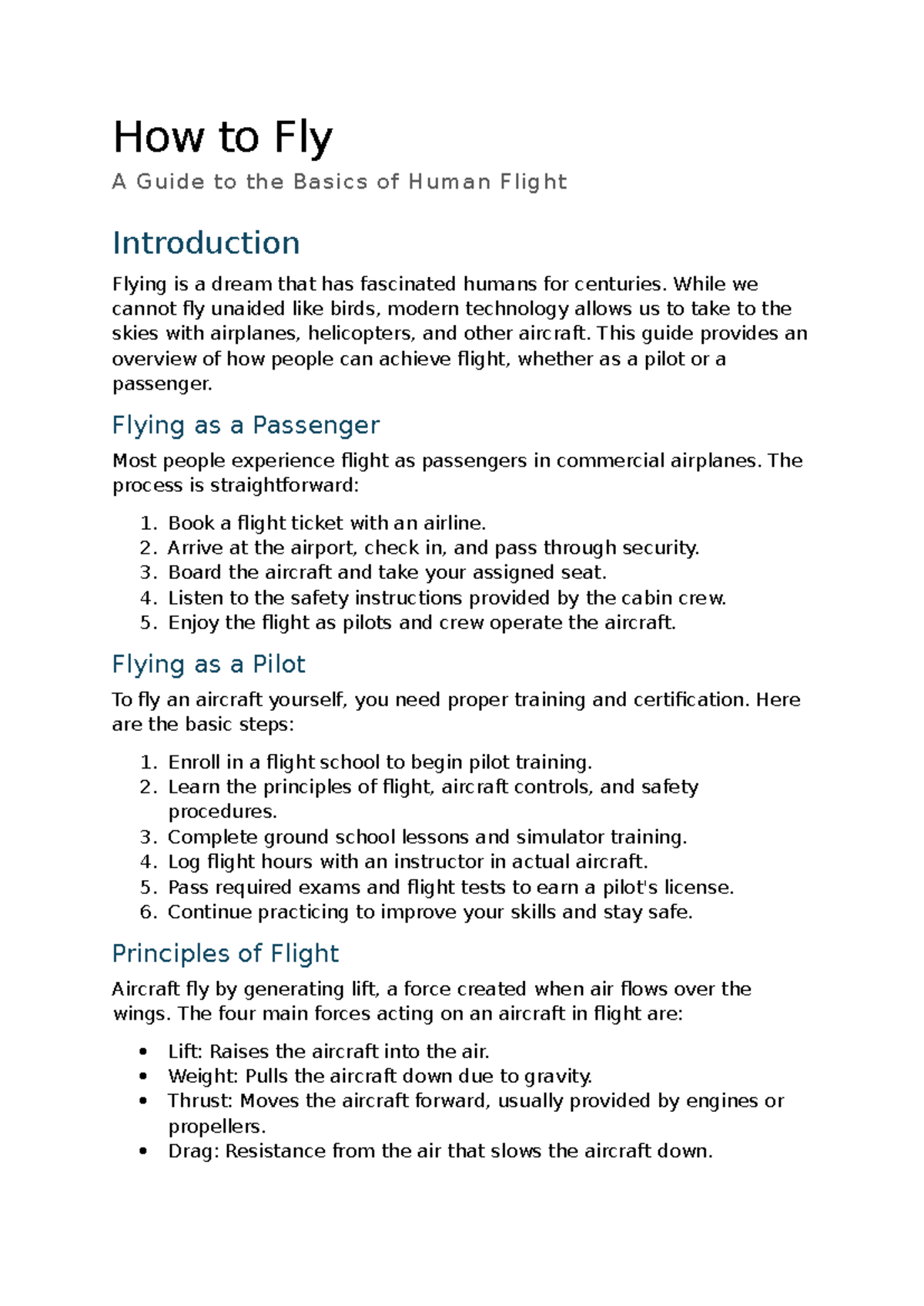 Kuy - 42gewvds: Basics of Human Flight and Pilot Training Guide - Studocu