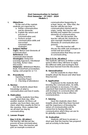 Lesson Plan Mod 2: Intercultural Communication & Barriers - Studocu