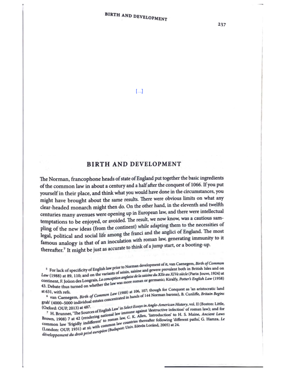 BIRTH AND DEVELOPMENT OF COMMON LAW 237-260: A HISTORICAL OVERVIEW ...