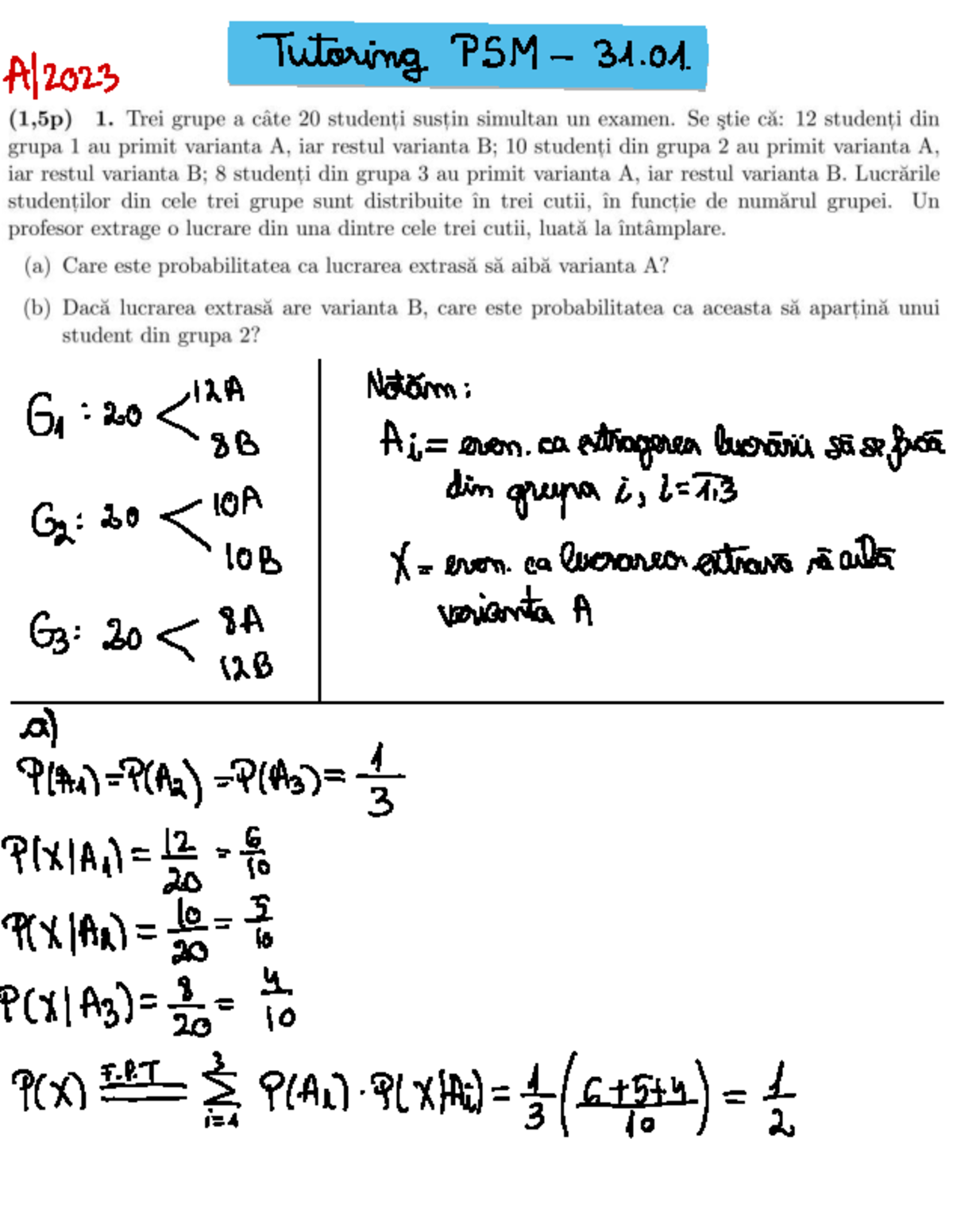 PSM-31.01 Tutoring Notes on Probability and Statistics - Studocu