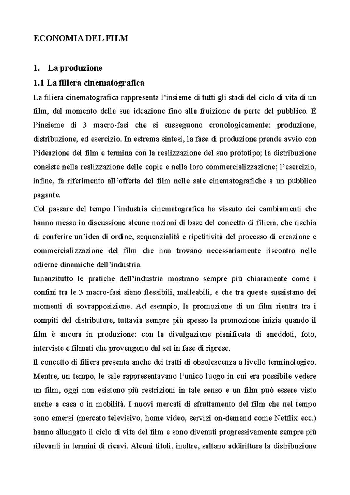 Riassunto Corso Economia del Film - Marco Cucco - Document Preview