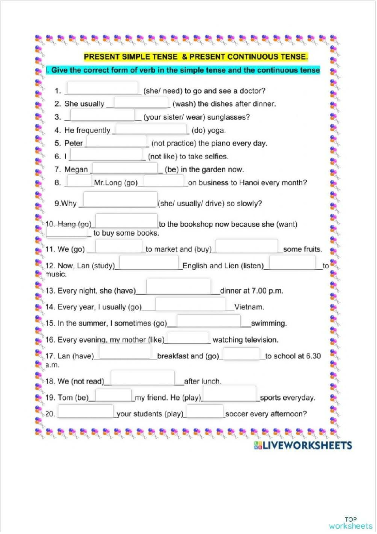 PRESENT SIMPLE & CONTINUOUS TENSE EXERCISES (ENG 101) - Studocu