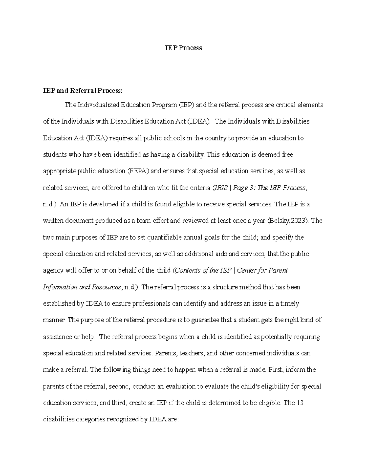 IEP Process - N?A - IEP Process IEP and Referral Process: The ...