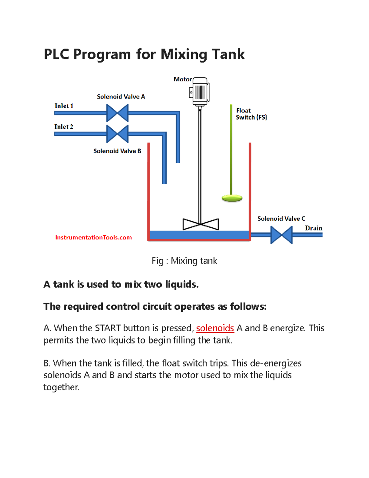 PLC Programming for Mixing Tank and Water Level Control - Studocu