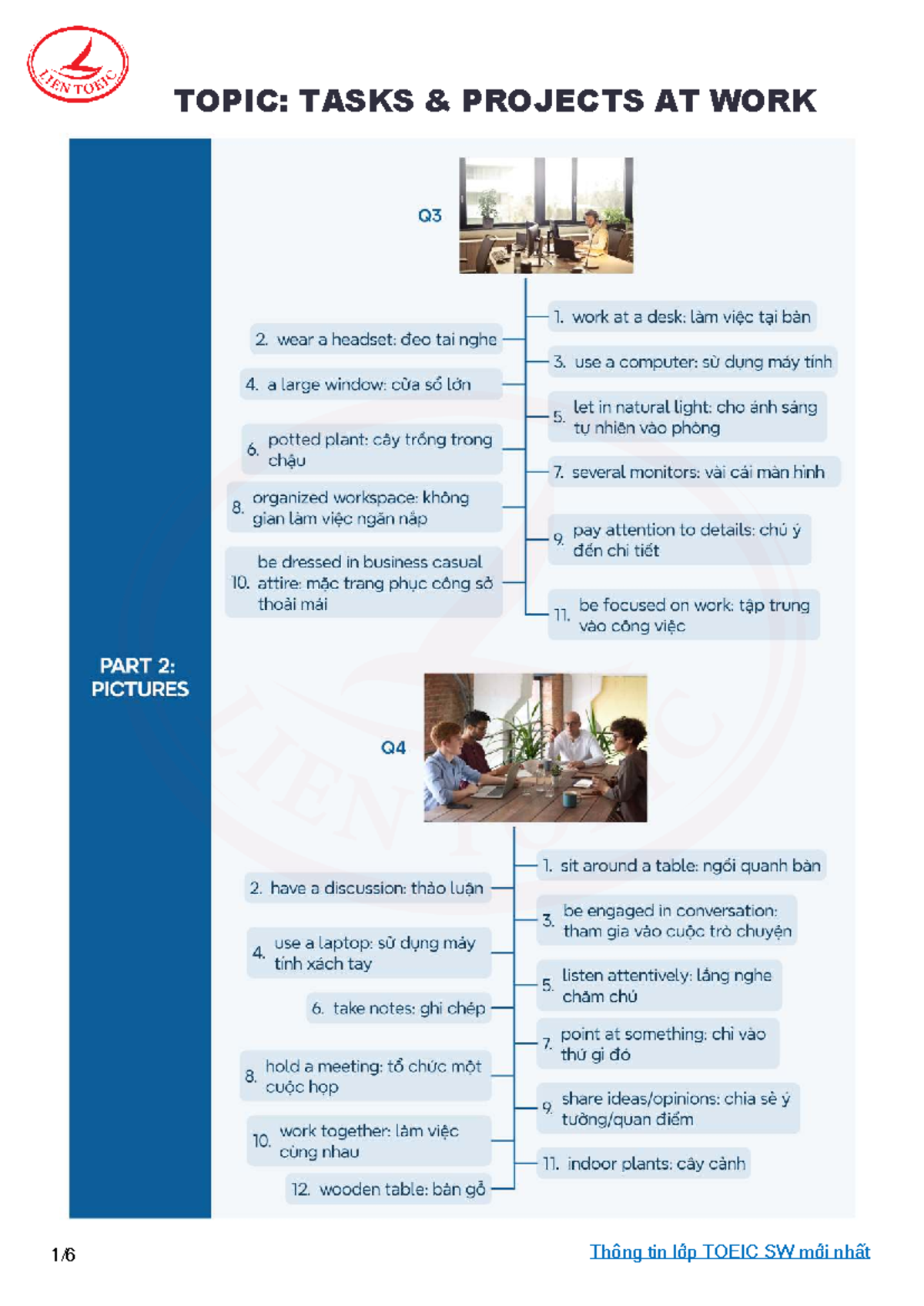 1. TỪ VỰNG Toeic SW CHỦ ĐỀ Tasks & Projects - Logistics căn bản - TOPIC ...
