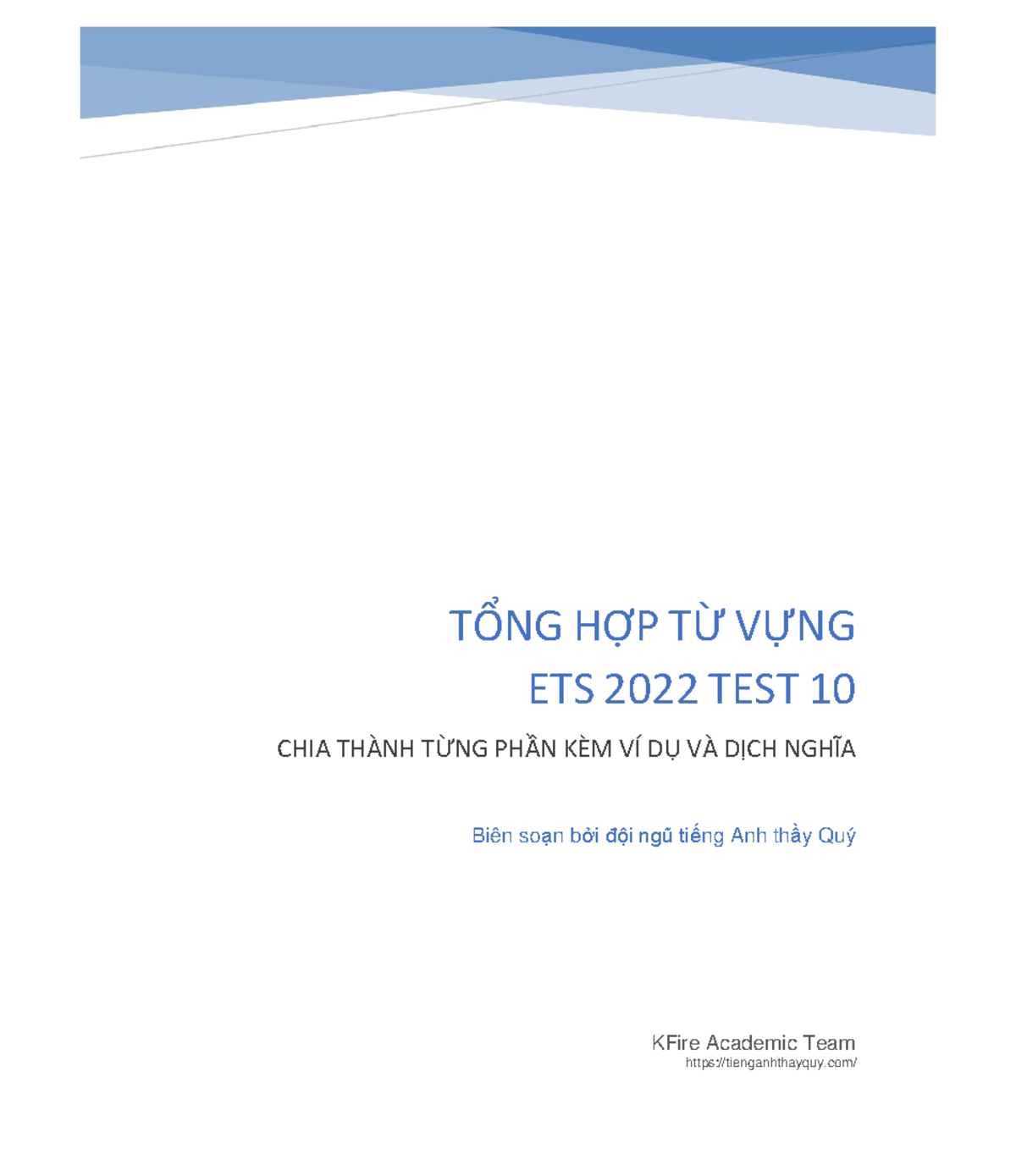 TỔNG HỢP TỪ VỰNG TOEIC ETS 2022 TEST 10 KÈM VÍ DỤ VÀ DỊCH NGHĨA - Studocu