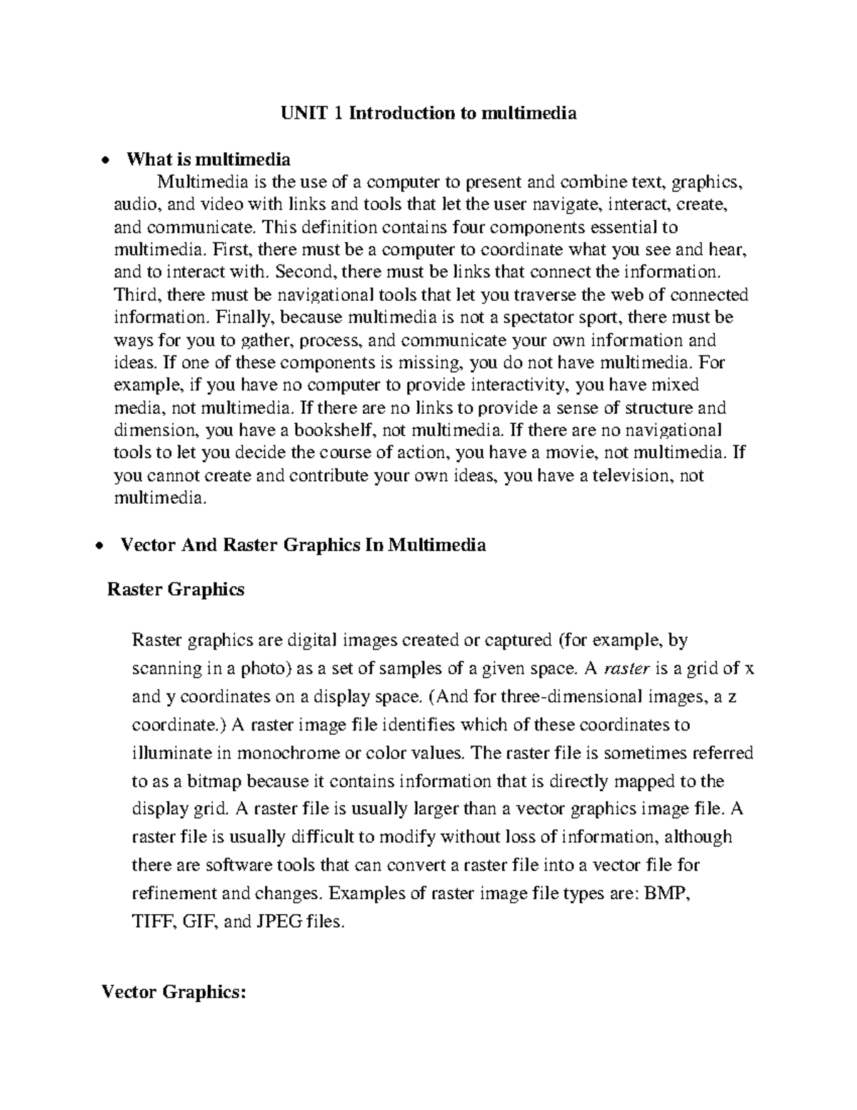 AMT Multimedia Full Notes: Concepts, Graphics, and Applications - Studocu
