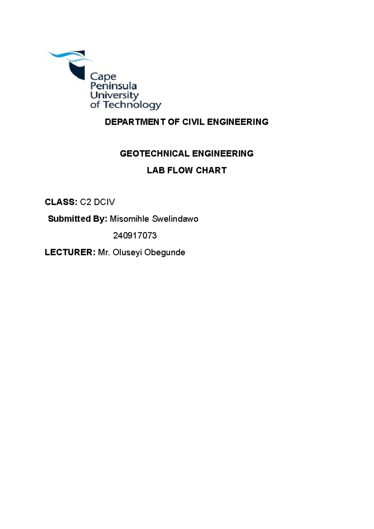 Geotechnical Engineering Lab Flow Chart - C2 DCIV - Studocu