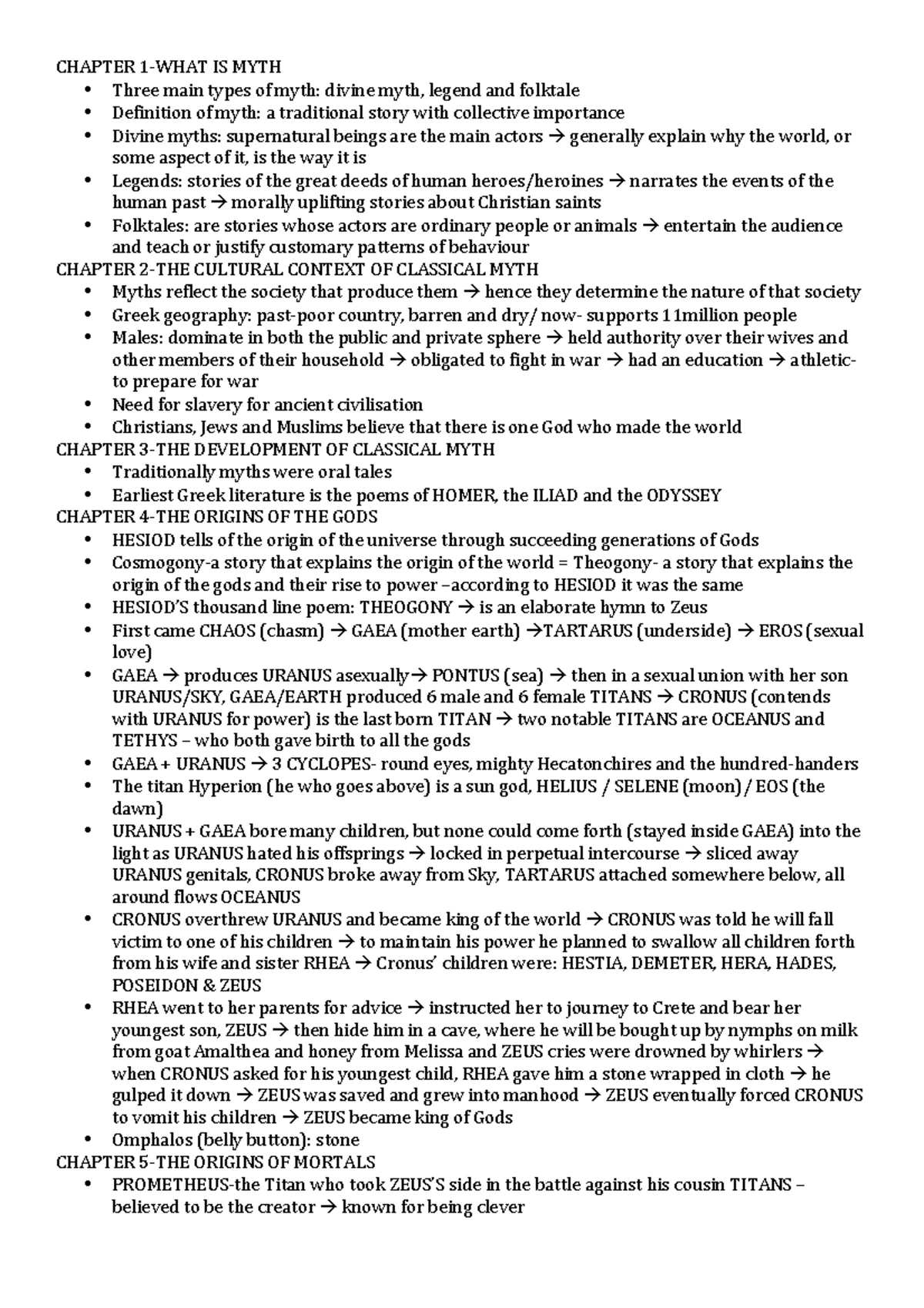 W25 Myth Term List - term list for Greek myth 40 w/erickson for final ...