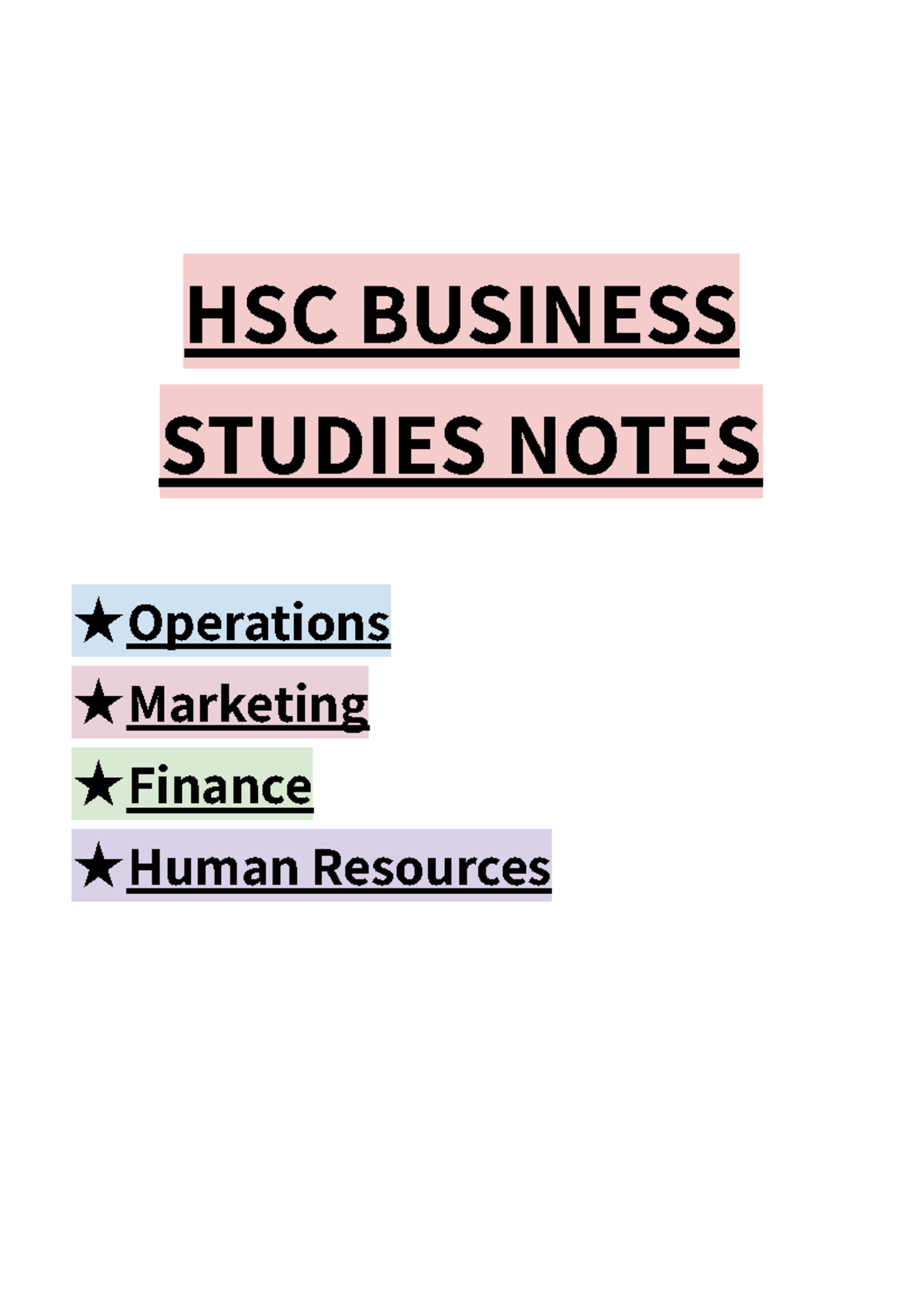 HSC BUSINESS STUDIES NOTES: Operations Management and Strategies - Studocu