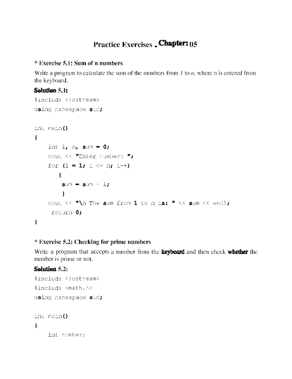 Chapter 5 Practice Exercises - Practice Exercises Chapter: 05 Exercise ...