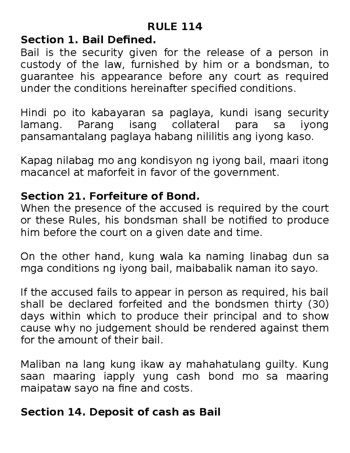Rule 114: Understanding bail, conditions, and forfeiture in criminal ...