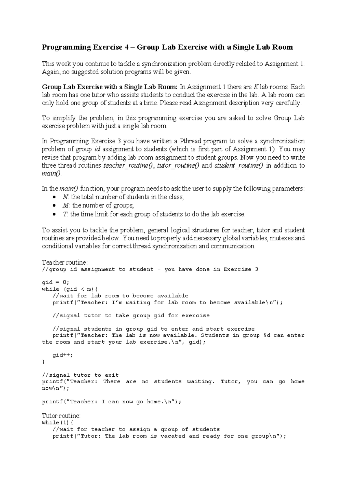 Programming Exercise 04 - Week 4 Group Lab Synchronization Solution ...