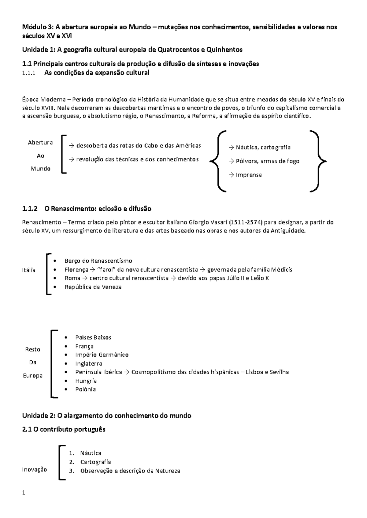 Módulo 3: A Abertura Europeia ao Mundo nos Séculos XV e XVI - Document Preview