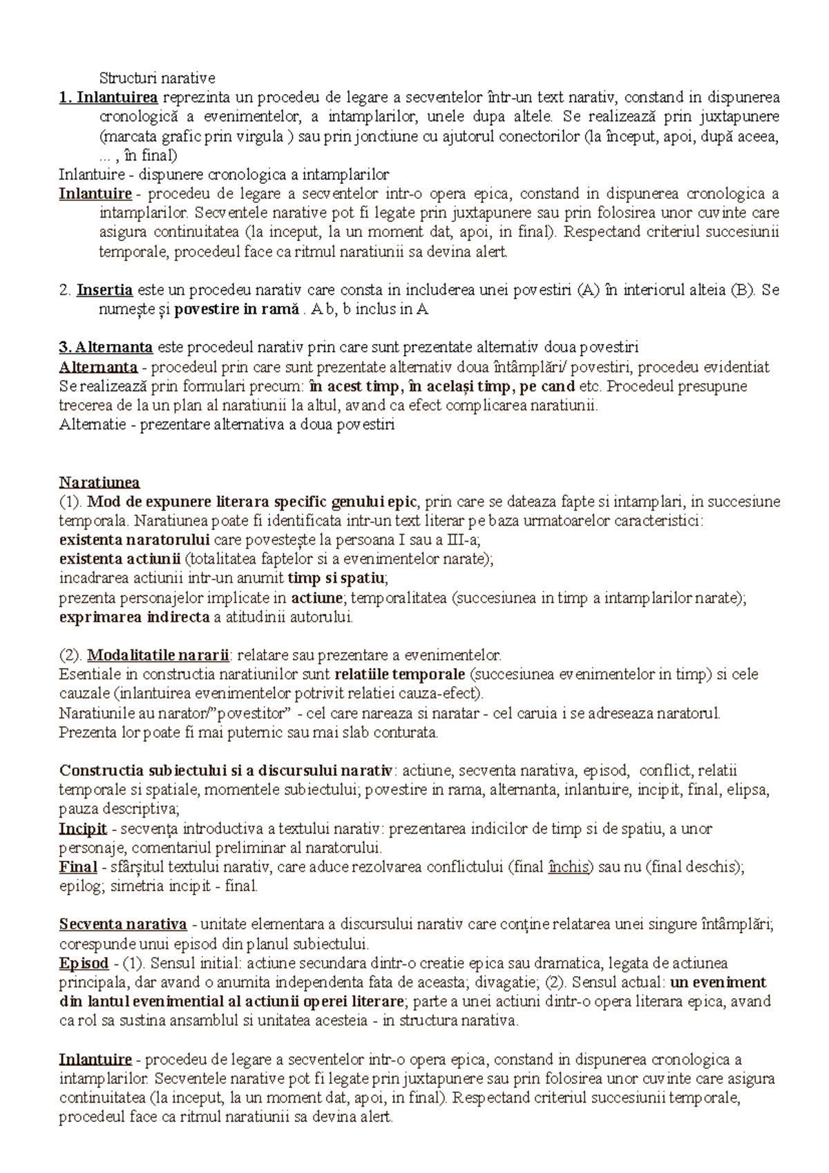 403984930 Structuri Narative: Procedee și Elemente în Textul Epic - Studocu